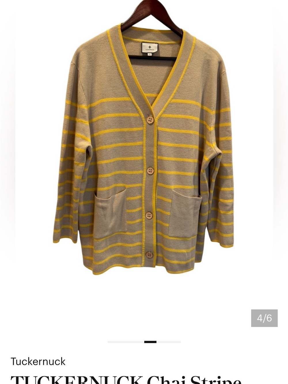 Tuckernuck Chai and Yellow Striped Button Cardigan